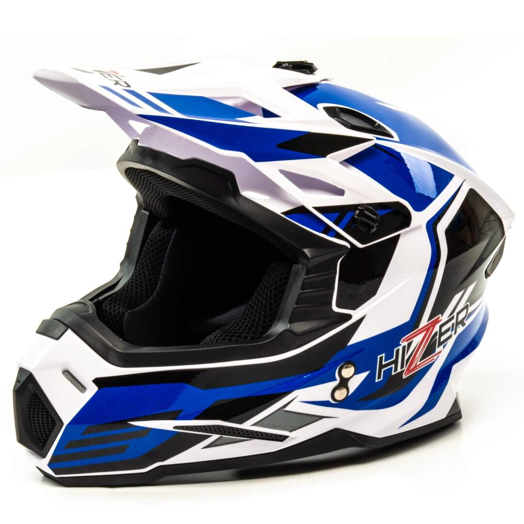 Шлем мото кроссовый HIZER J6801 #6 размер (S) white/blue